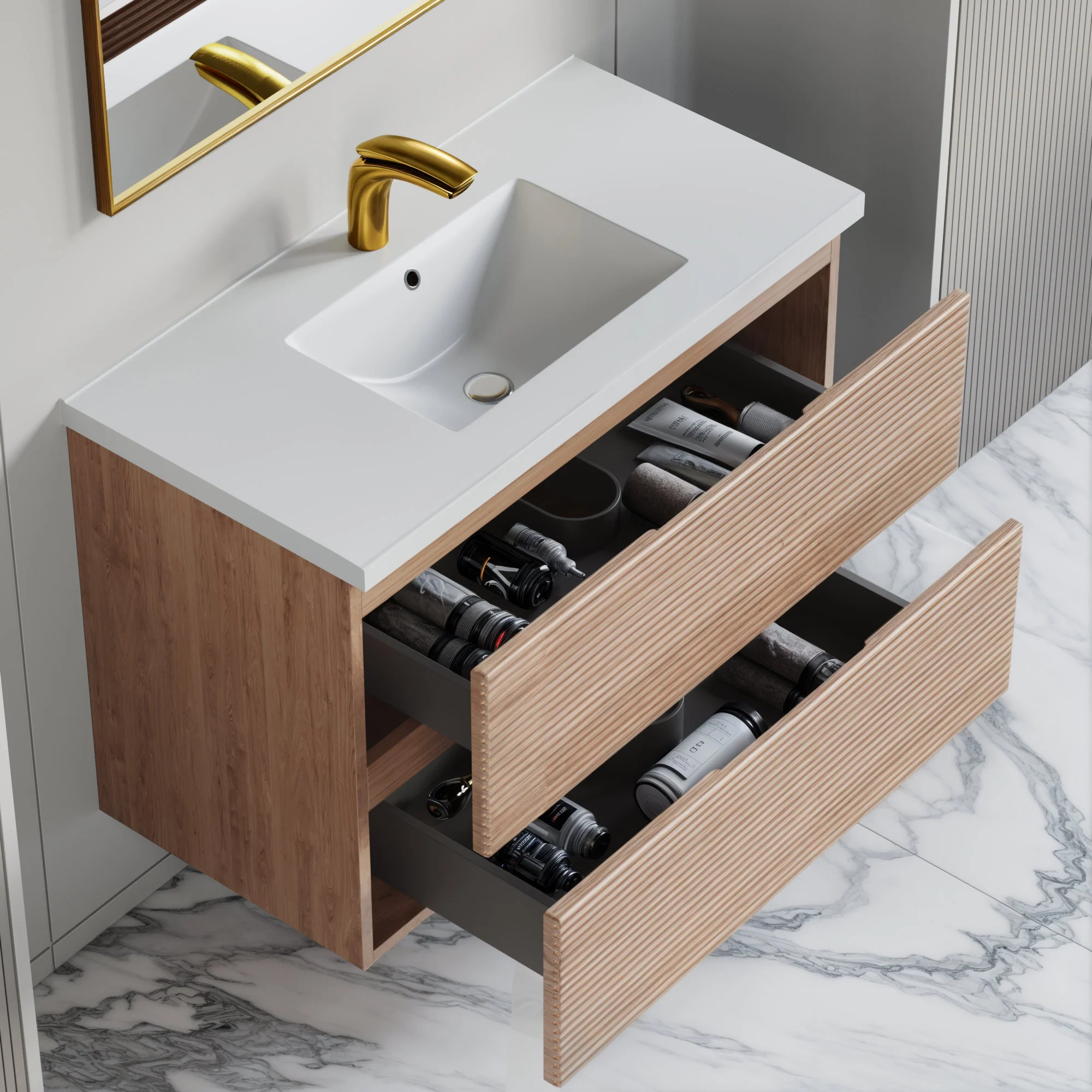 Manciano Floating Vanity - Fluted (24"-36")