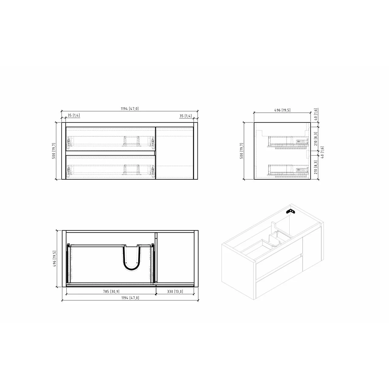 Ossido Floating Vanity (36"-60") 8 Ossido Floating Vanity (36"-60")