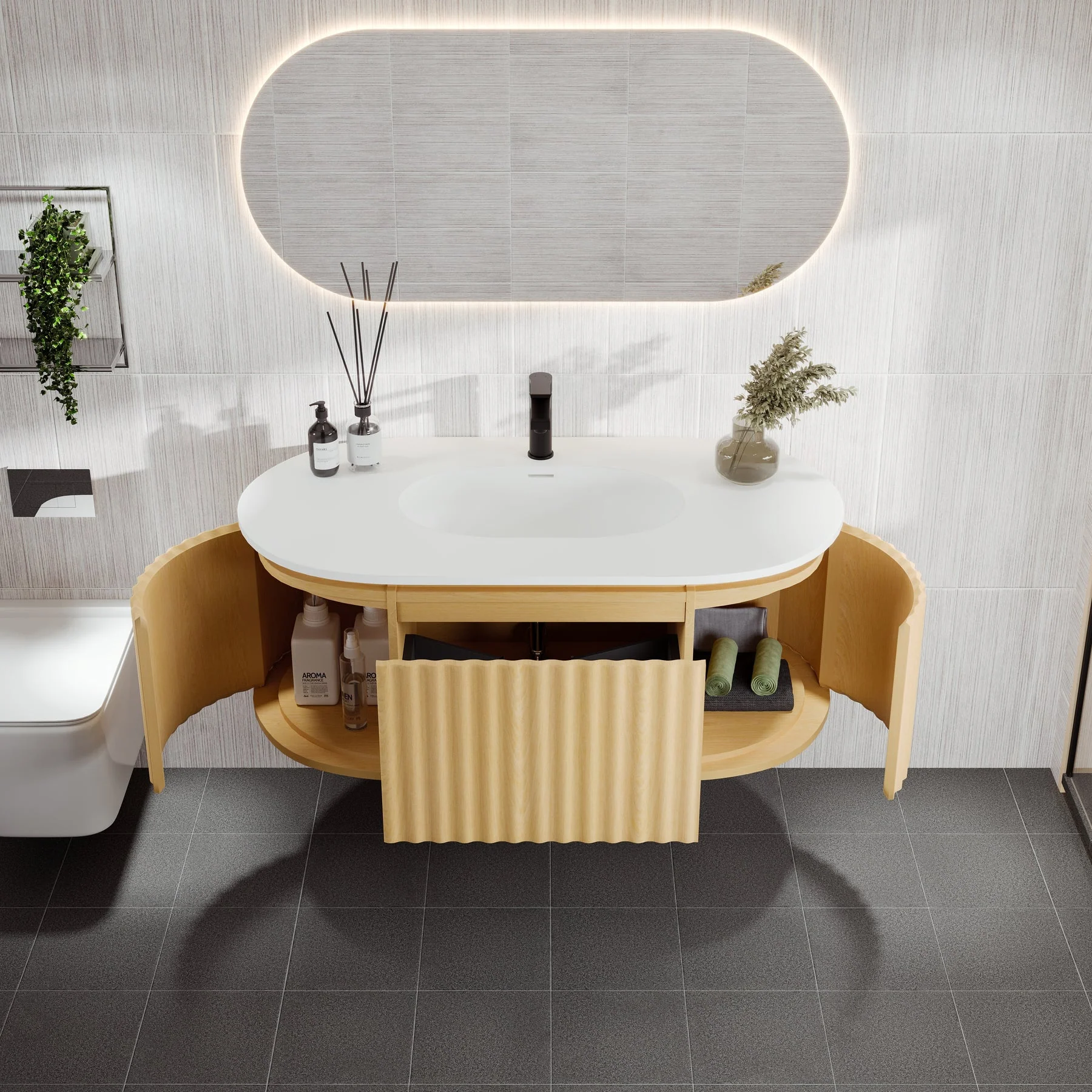 Larvotto Floating Vanity - Fluted (39"-72") 2 Larvotto Floating Vanity - Fluted (39"-72")