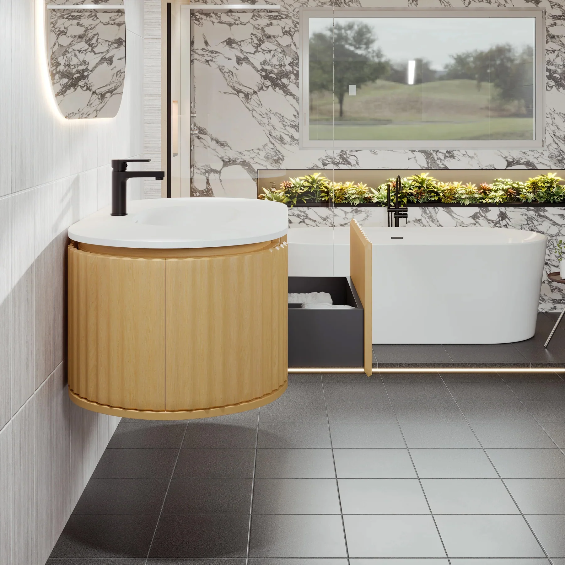 Larvotto Floating Vanity - Fluted (39"-72") 24 Larvotto Floating Vanity - Fluted (39"-72")