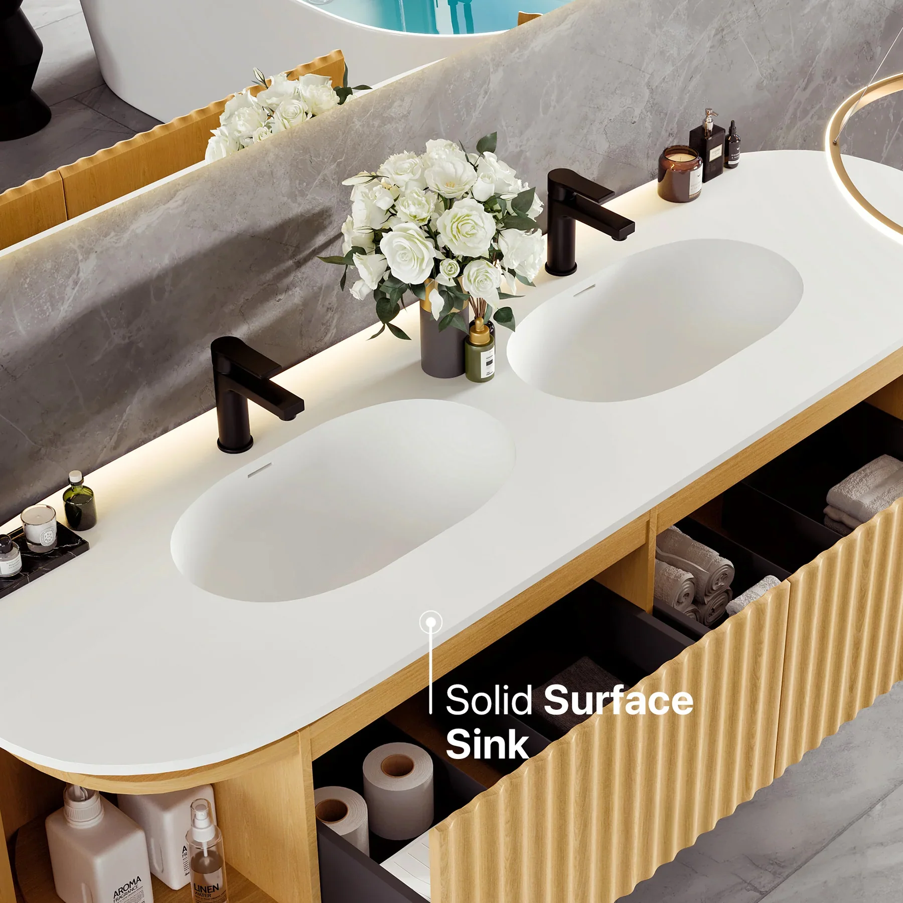 Larvotto Floating Vanity - Fluted (39"-72") 35 Larvotto Floating Vanity - Fluted (39"-72")