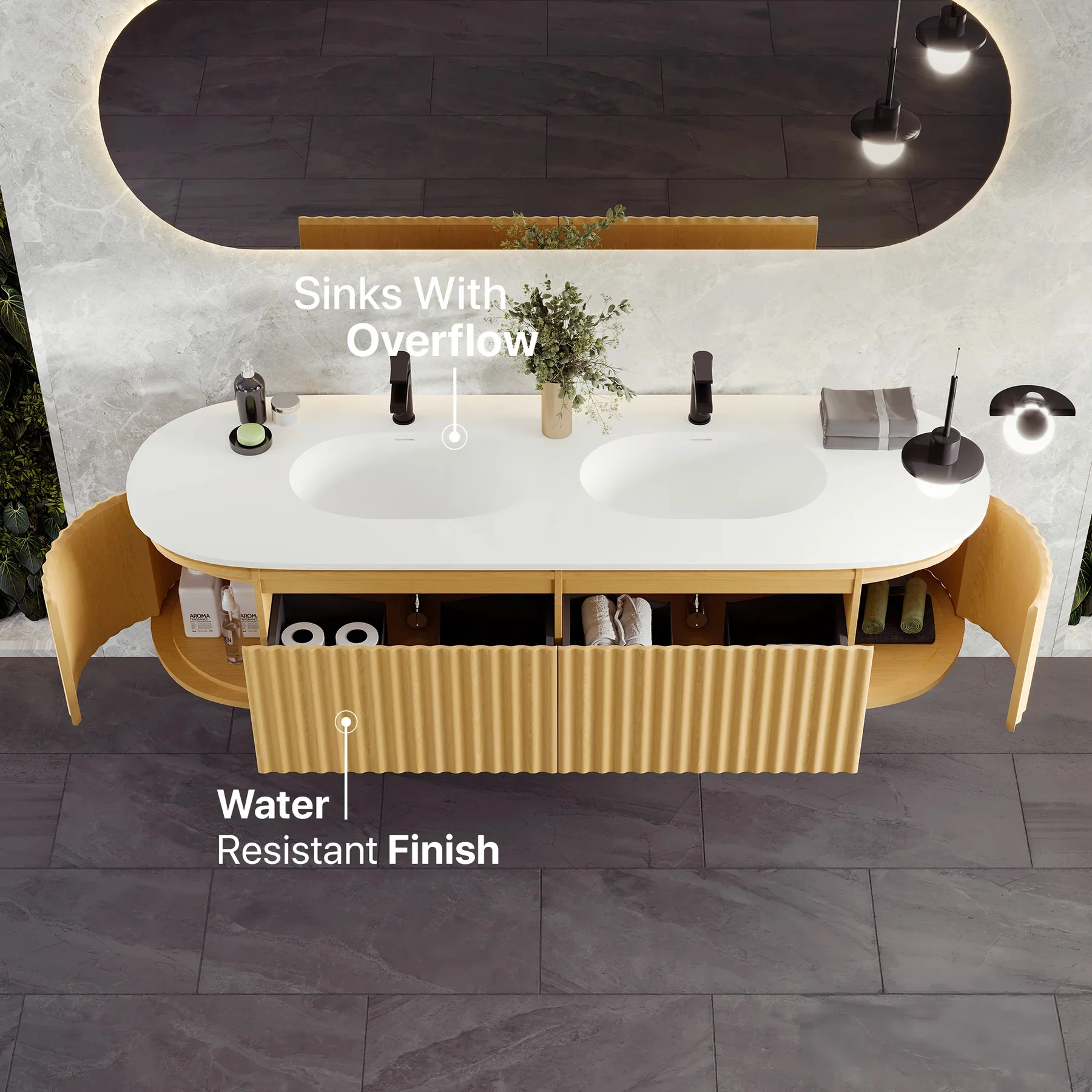 Larvotto Floating Vanity - Fluted (39"-72") 36 Larvotto Floating Vanity - Fluted (39"-72")