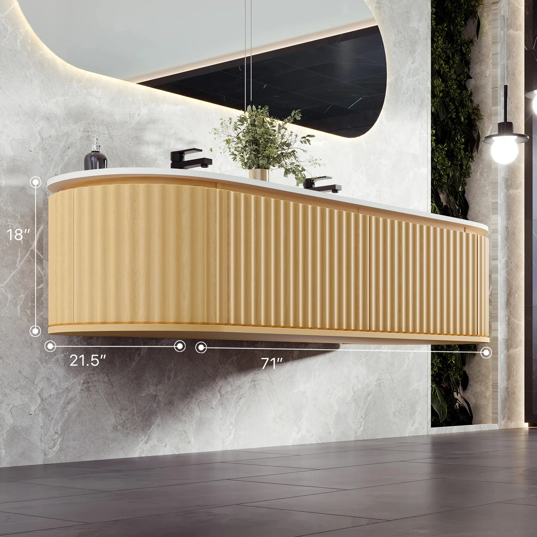 Larvotto Floating Vanity - Fluted (39"-72") 38 Larvotto Floating Vanity - Fluted (39"-72")