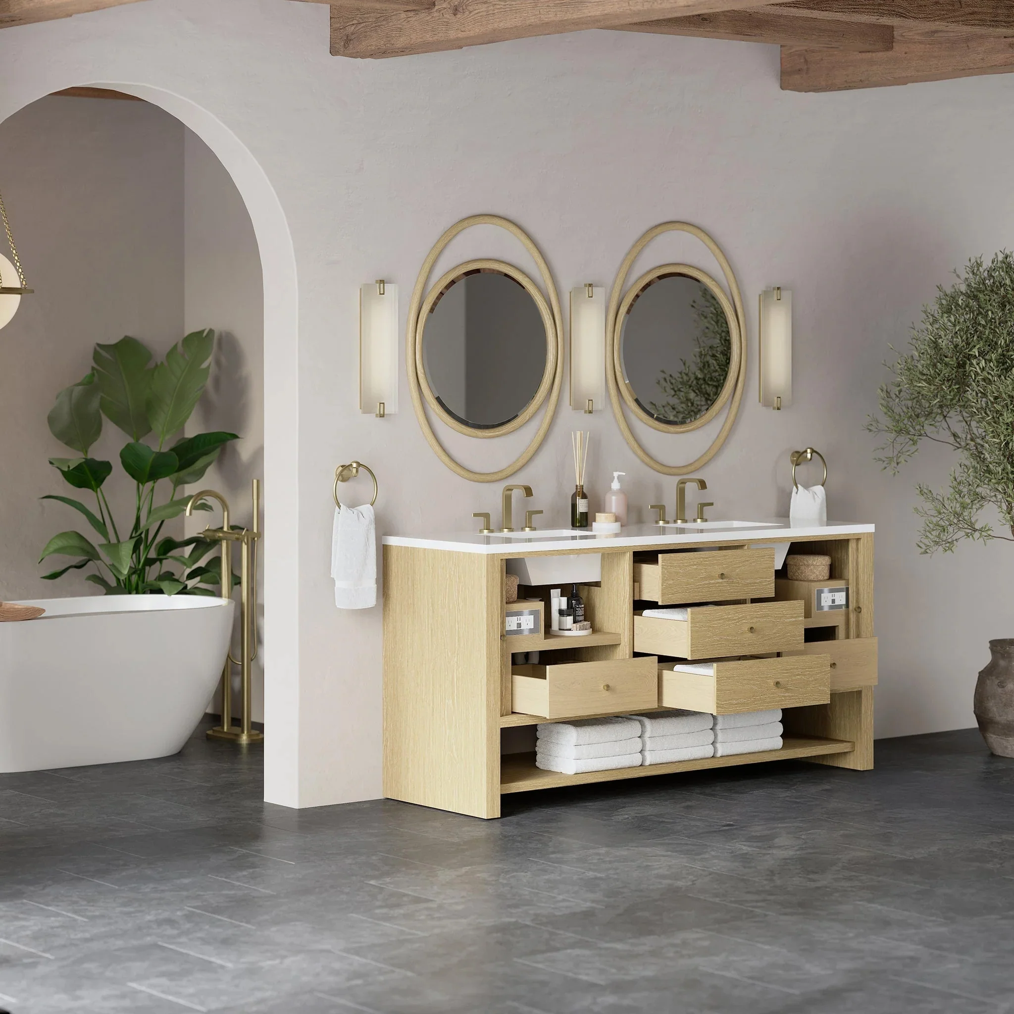 Rathenow Mid-Century Modern Vanity (48"-72") 81 Rathenow Mid-Century Modern Vanity (48"-72")