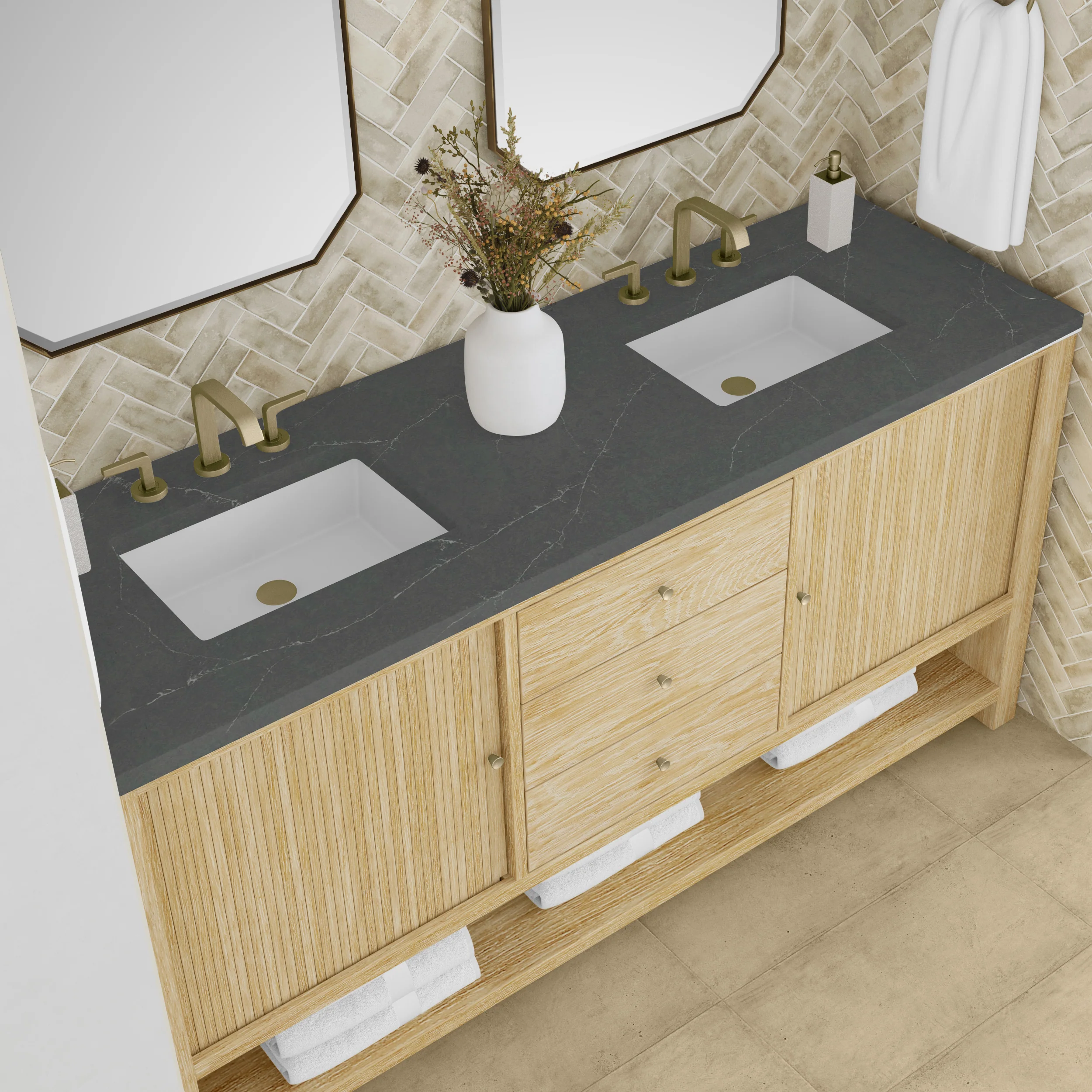 Rathenow Mid-Century Modern Vanity (48"-72") 91 Rathenow Mid-Century Modern Vanity (48"-72")