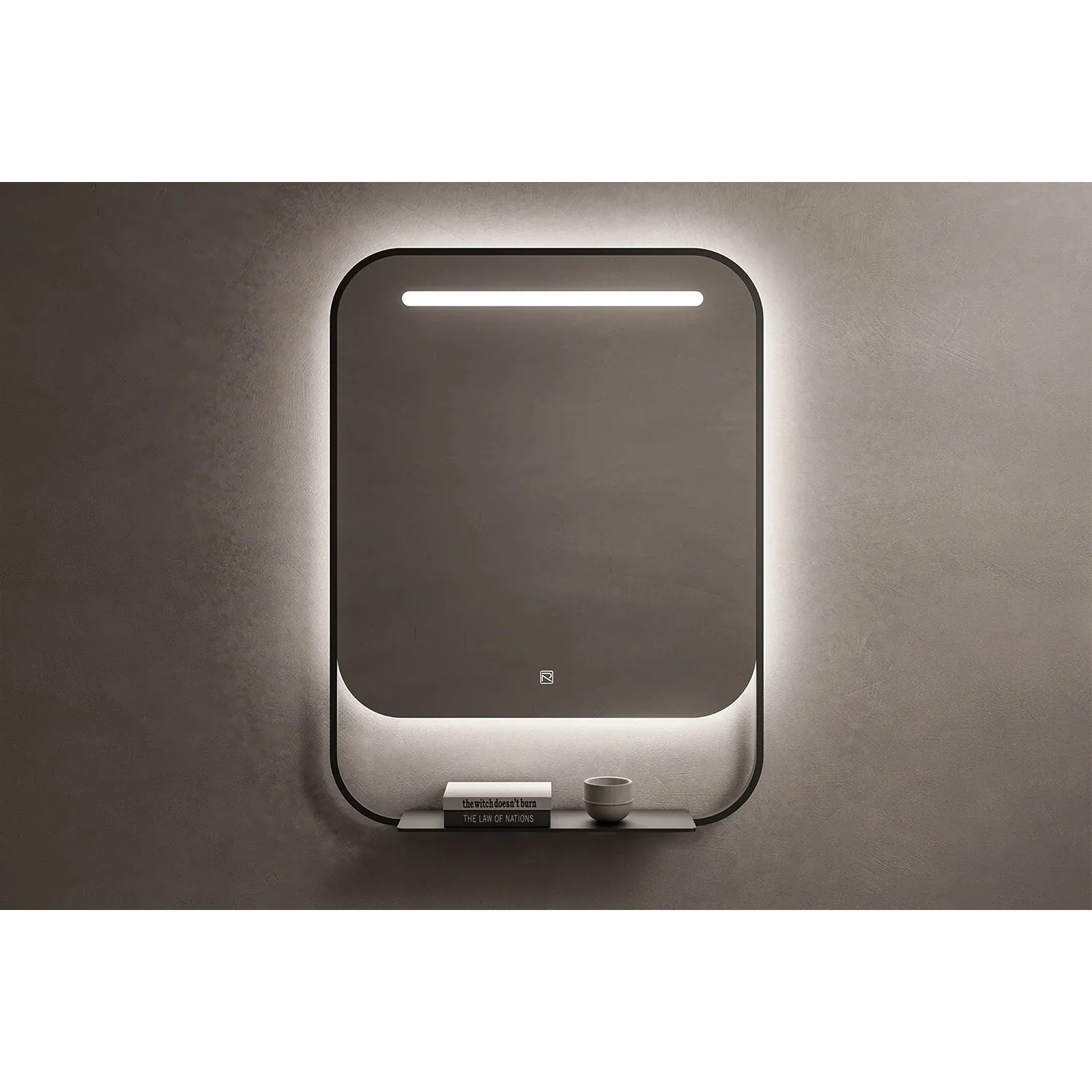 Rourke LED Mirror with Shelf 1 Rourke LED Mirror with Shelf