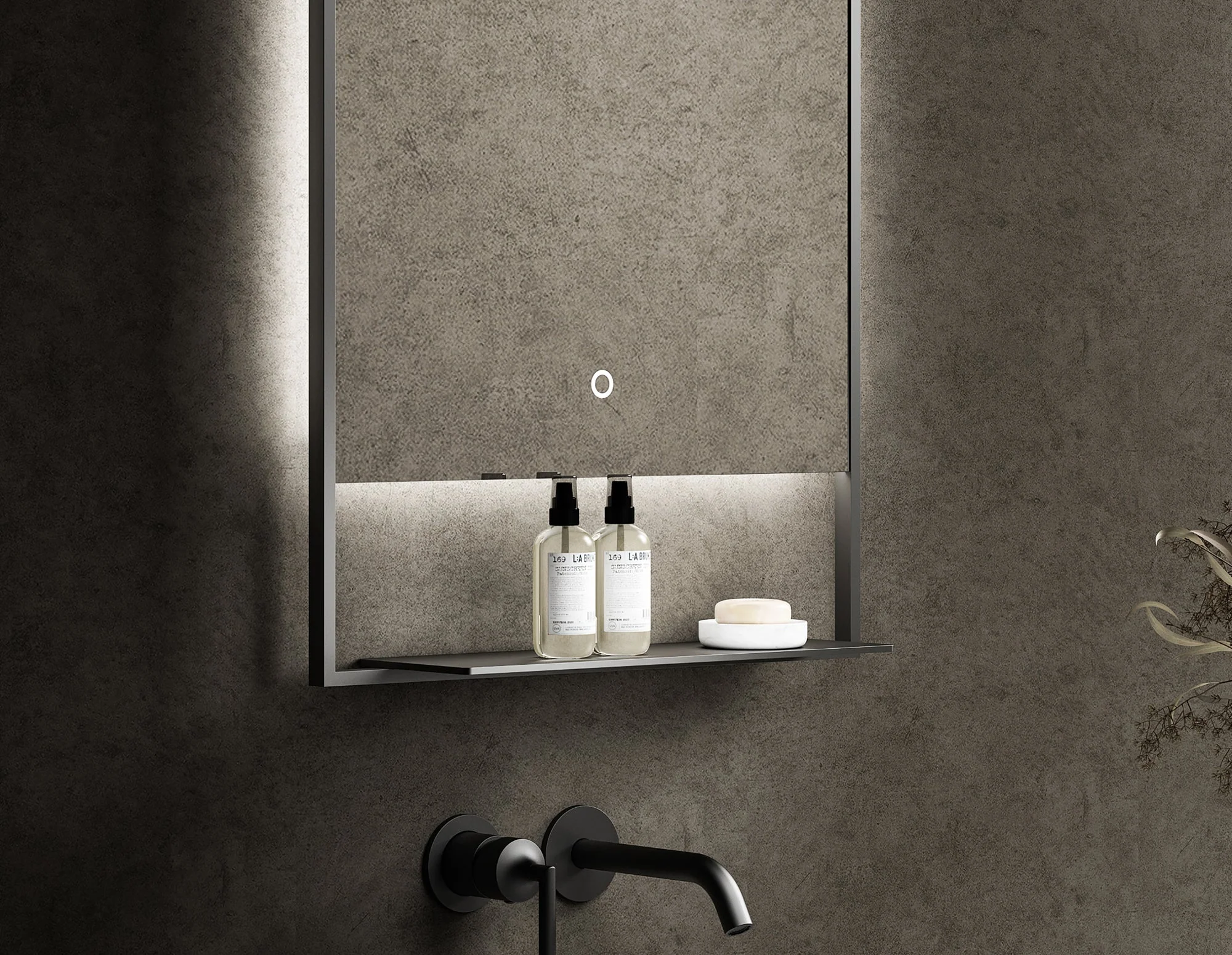 Rourke LED Mirror with Shelf 8 Rourke LED Mirror with Shelf