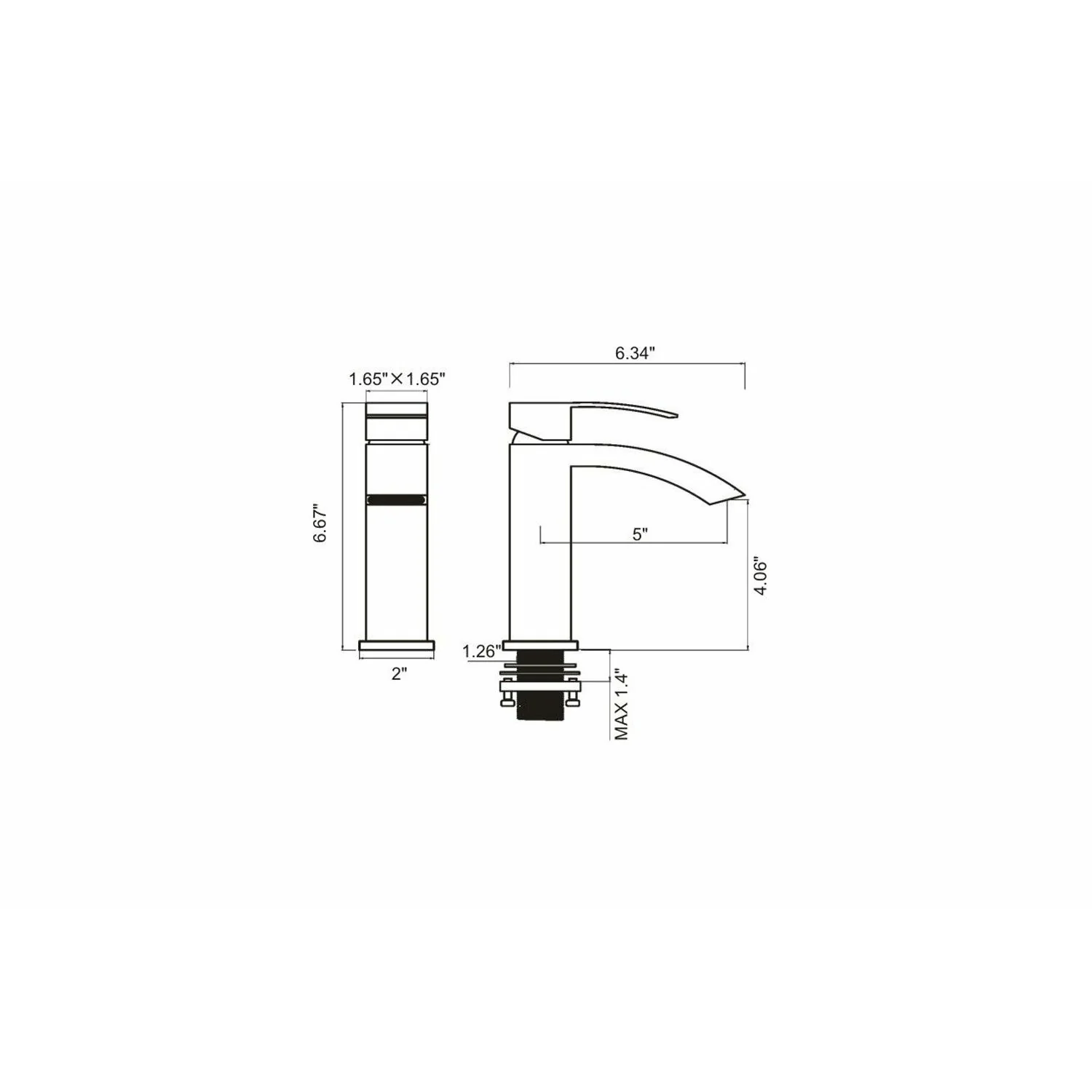 O&N Angular Rounded Single Lever Faucet (Black/Chrome/Brushed Nickel) 5 O&N Angular Rounded Single Lever Faucet (Black/Chrome/Brushed Nickel)