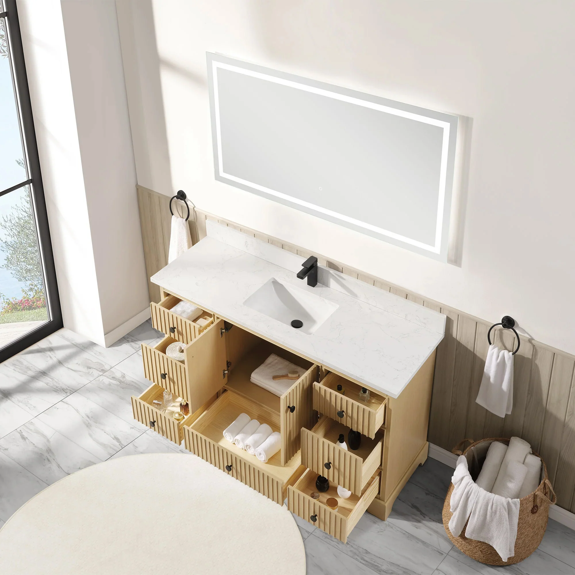 Ligne Ritmo Modern Vanity - Fluted (24"-72")