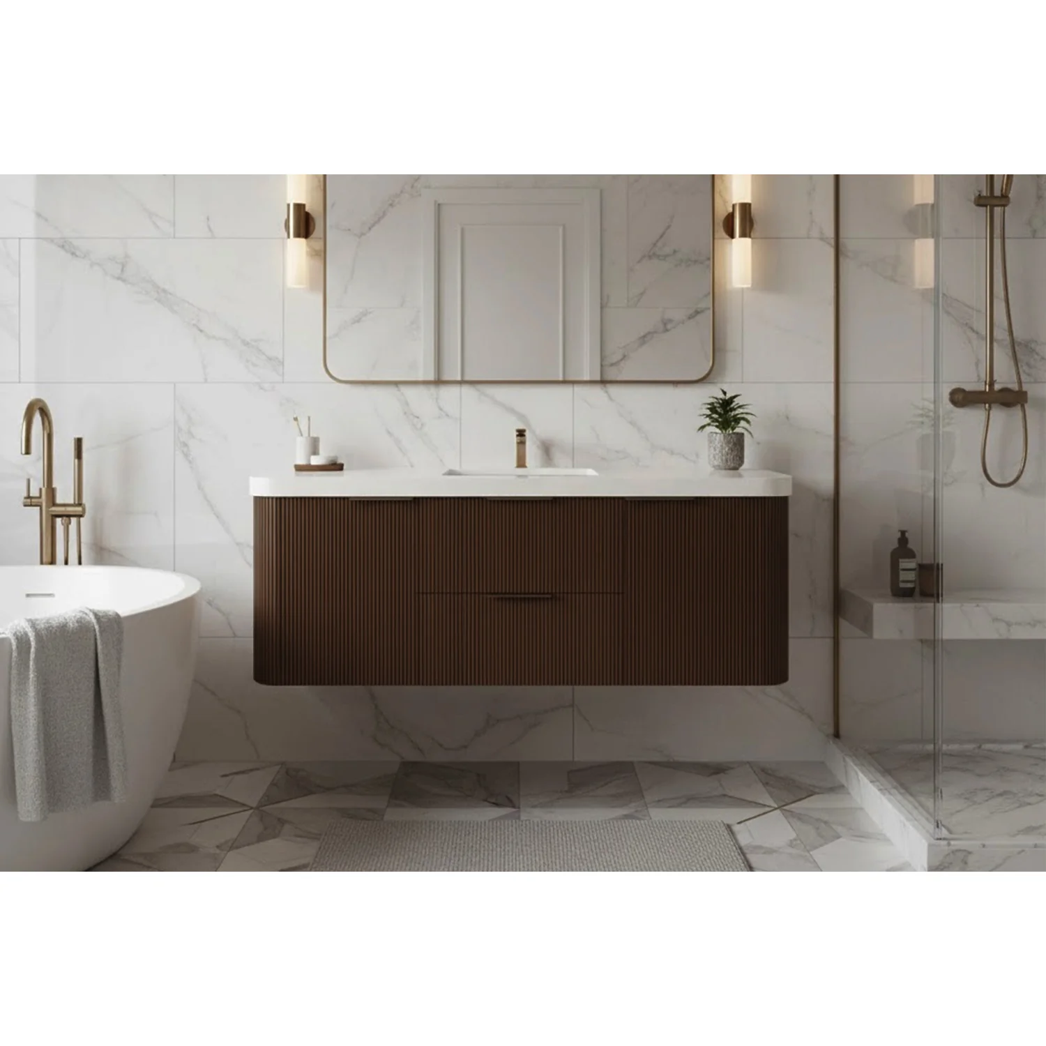 Livia Floating Vanity - Fluted (24"-72")