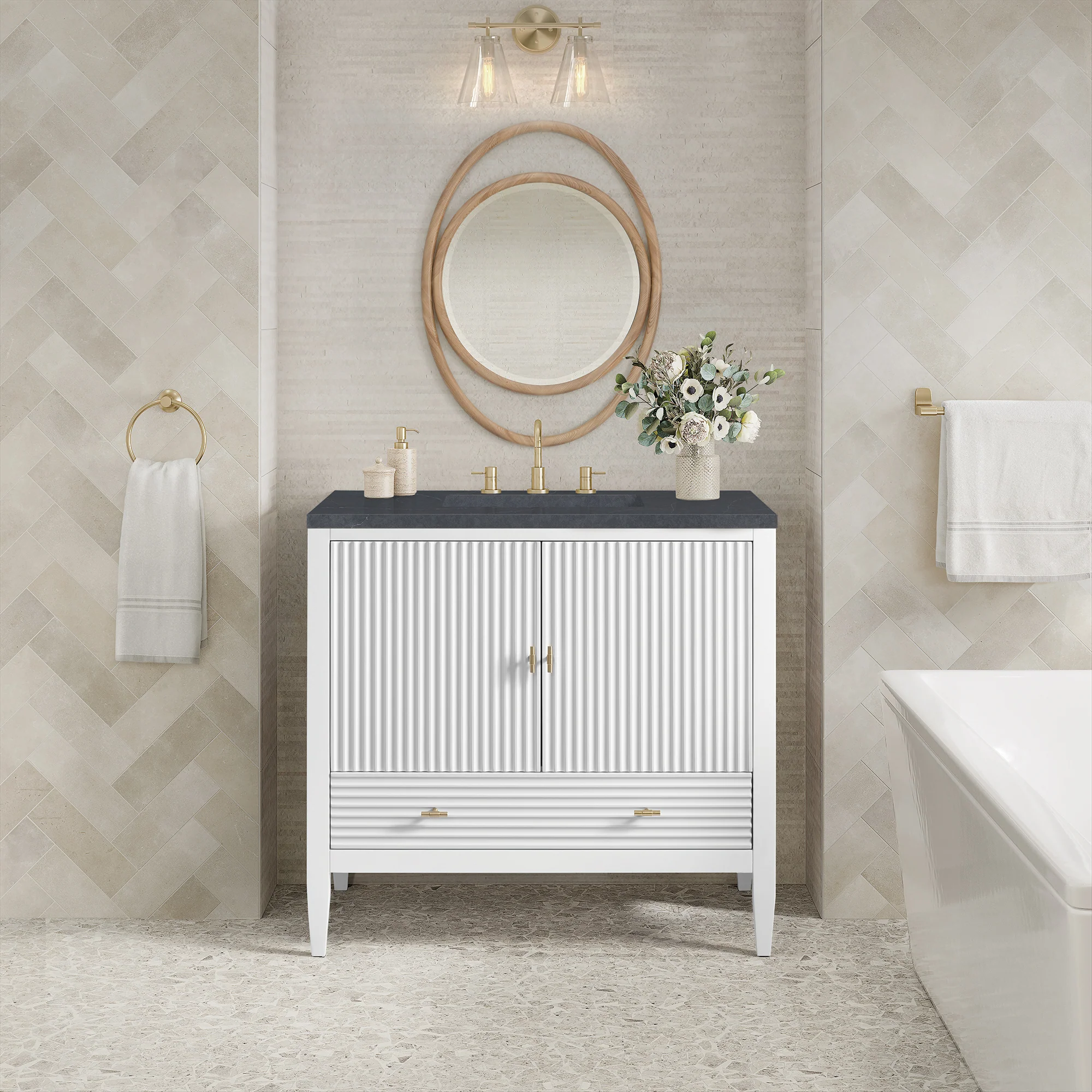 Brickendon Modern Vanity - Fluted (36"-72") 120 Brickendon Modern Vanity - Fluted (36"-72")