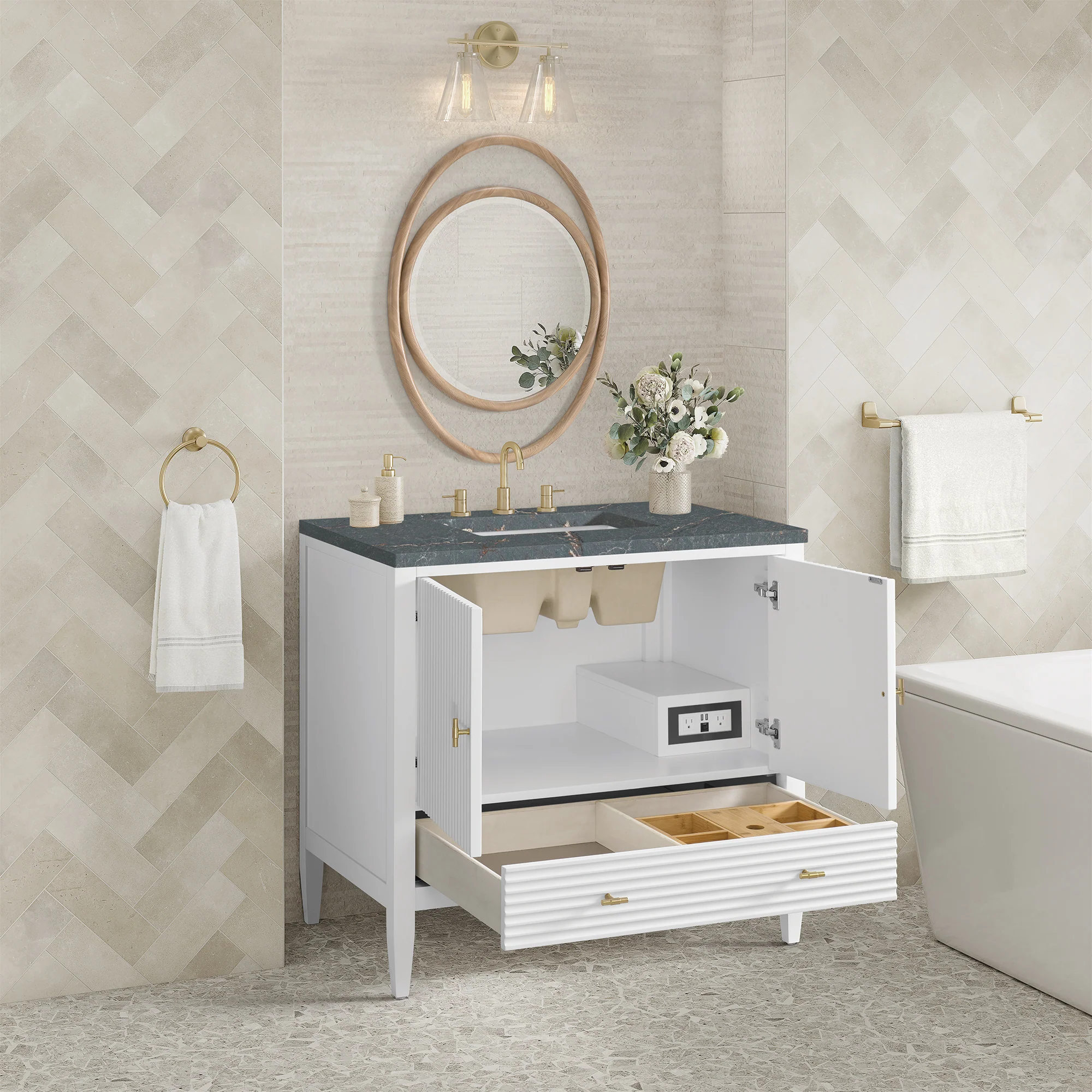 Brickendon Modern Vanity - Fluted (36"-72") 221 Brickendon Modern Vanity - Fluted (36"-72")