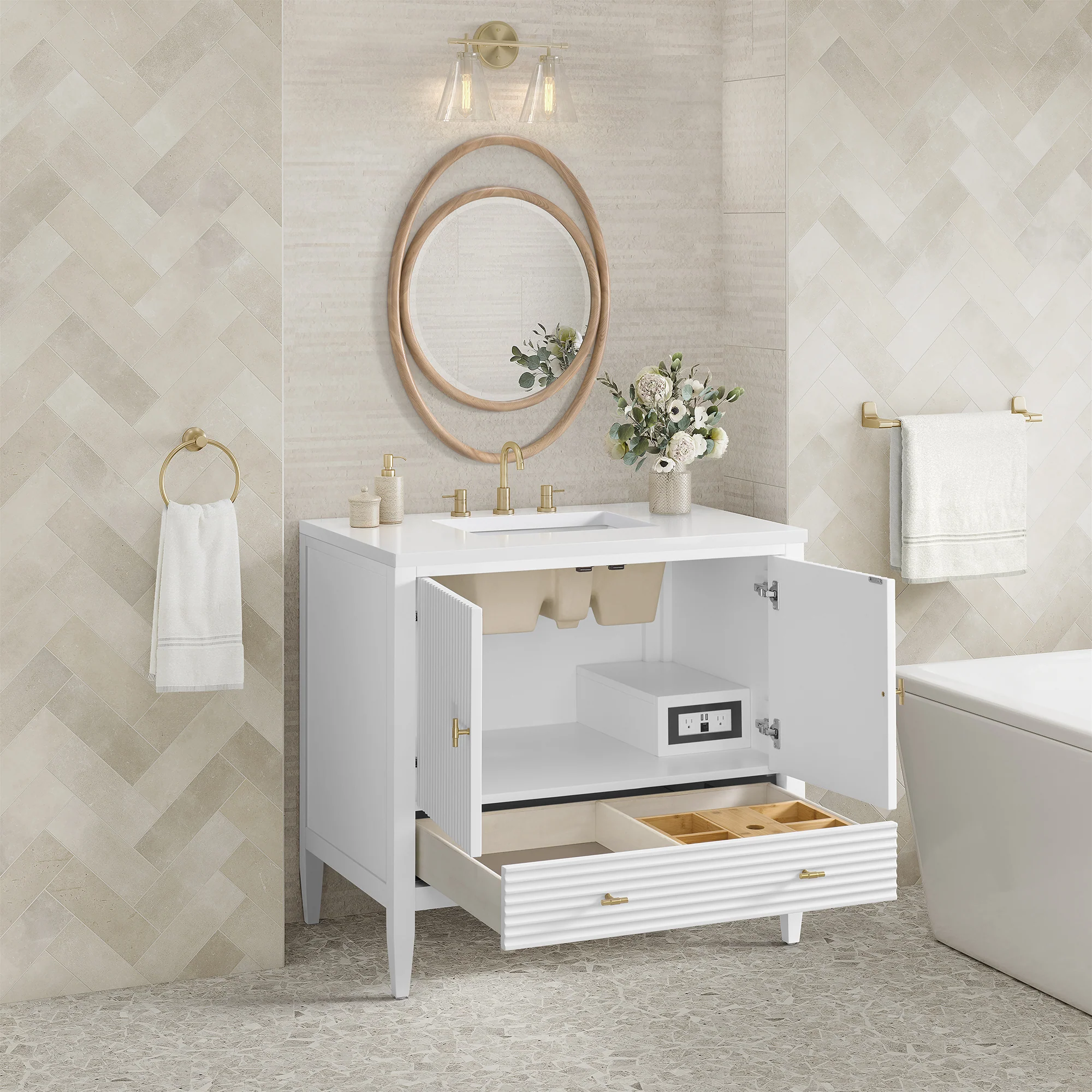 Brickendon Modern Vanity - Fluted (36"-72") 24 Brickendon Modern Vanity - Fluted (36"-72")