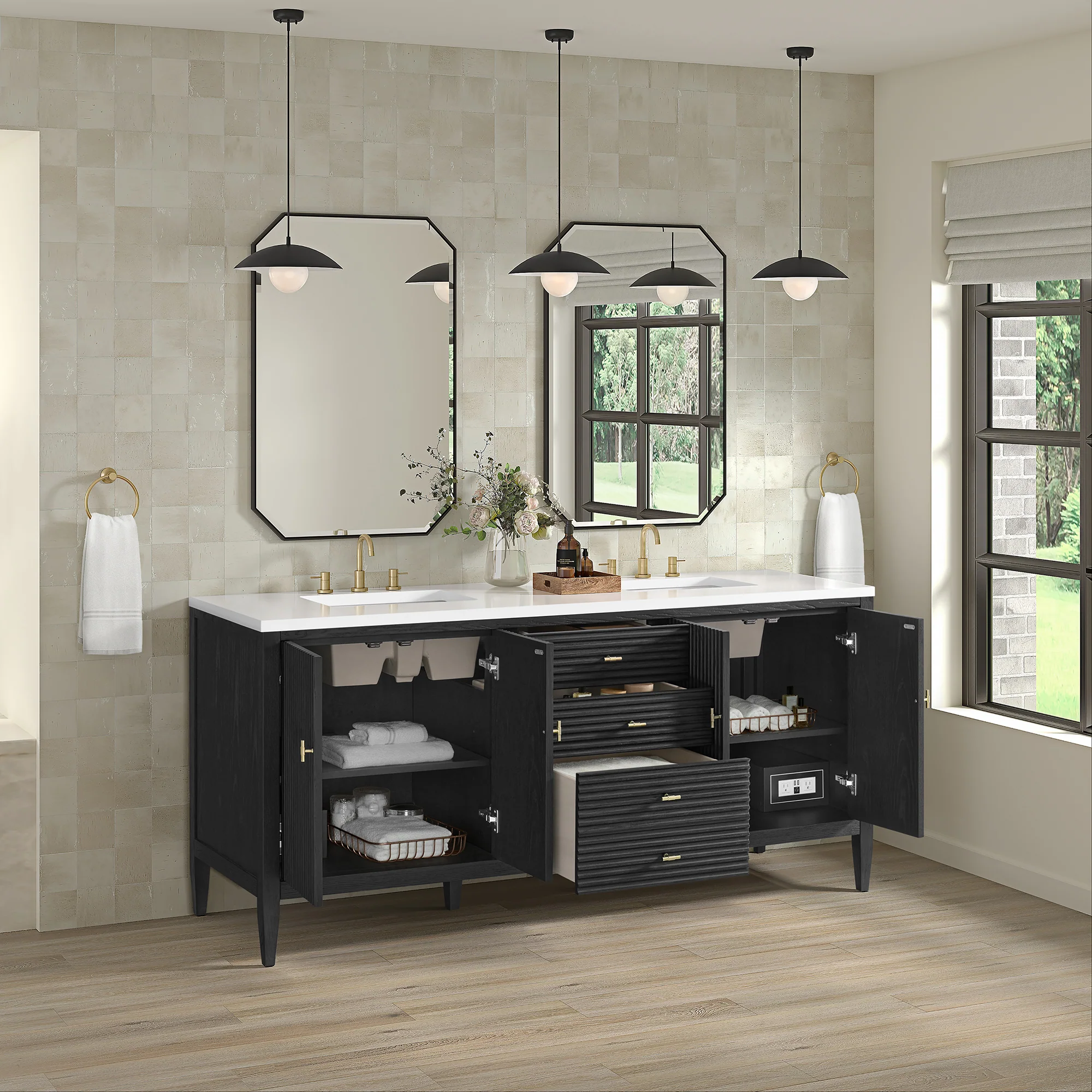 Brickendon Modern Vanity - Fluted (36"-72") 72 Brickendon Modern Vanity - Fluted (36"-72")