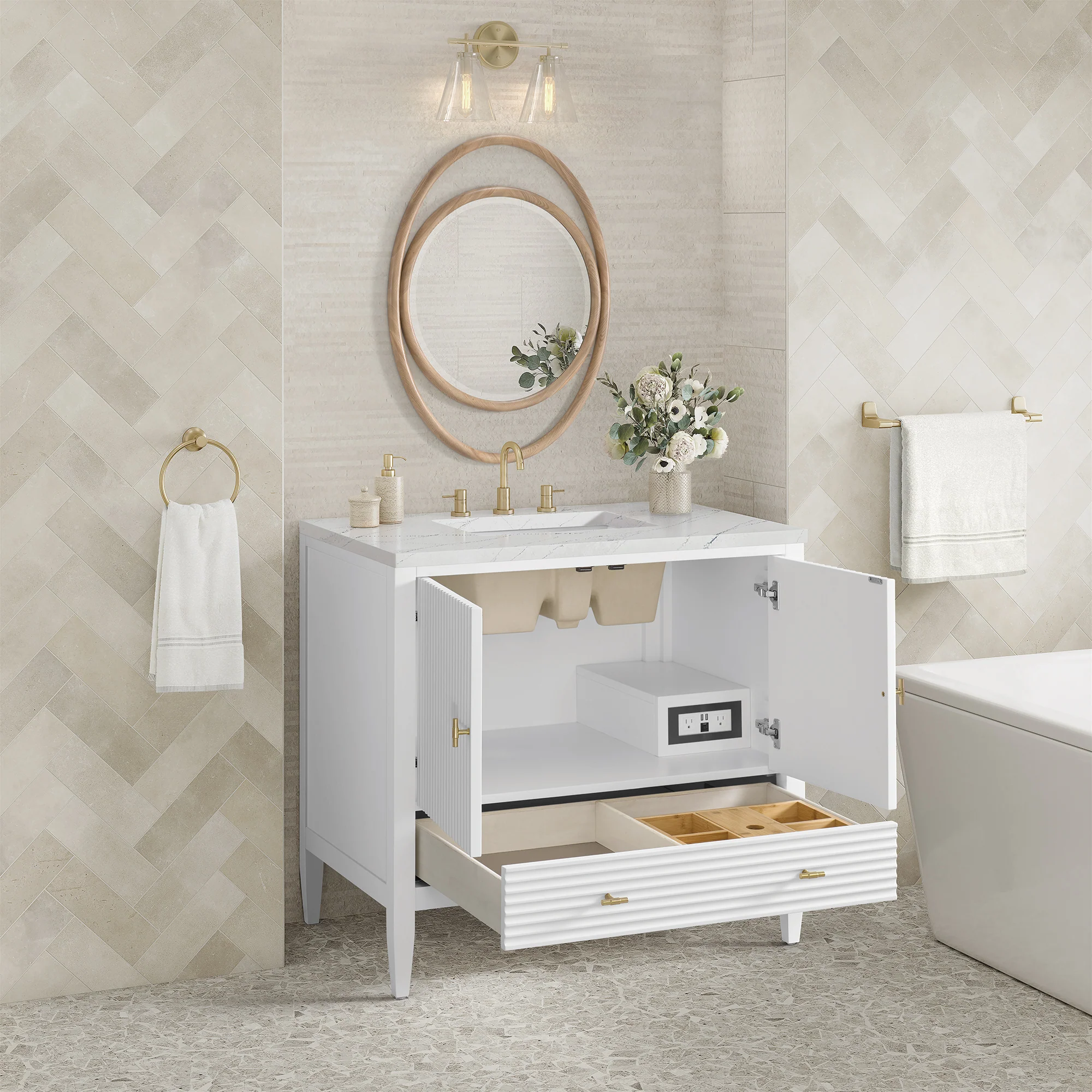 Brickendon Modern Vanity - Fluted (36"-72") 90 Brickendon Modern Vanity - Fluted (36"-72")