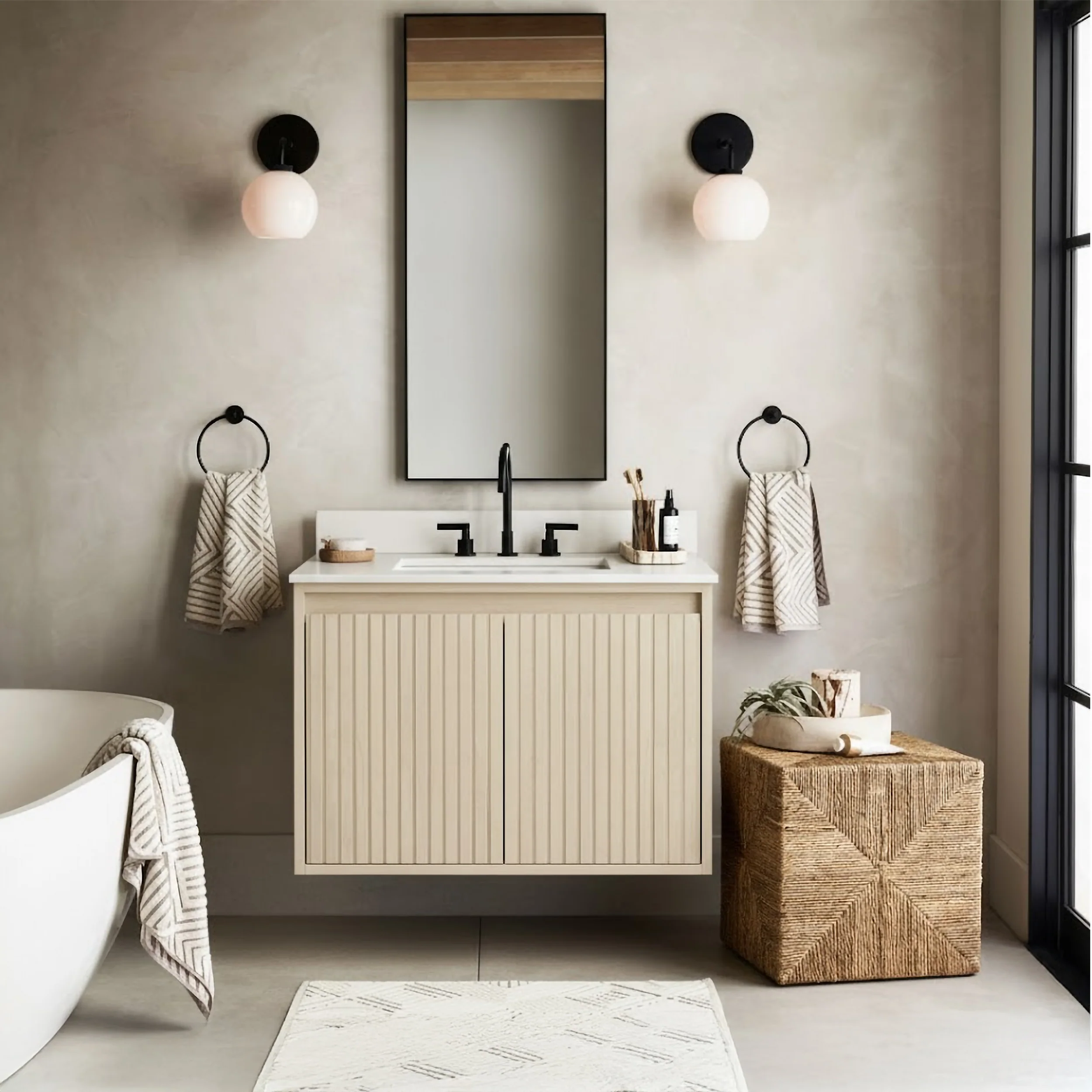 Raphia Floating Vanity - Fluted (24"-30")