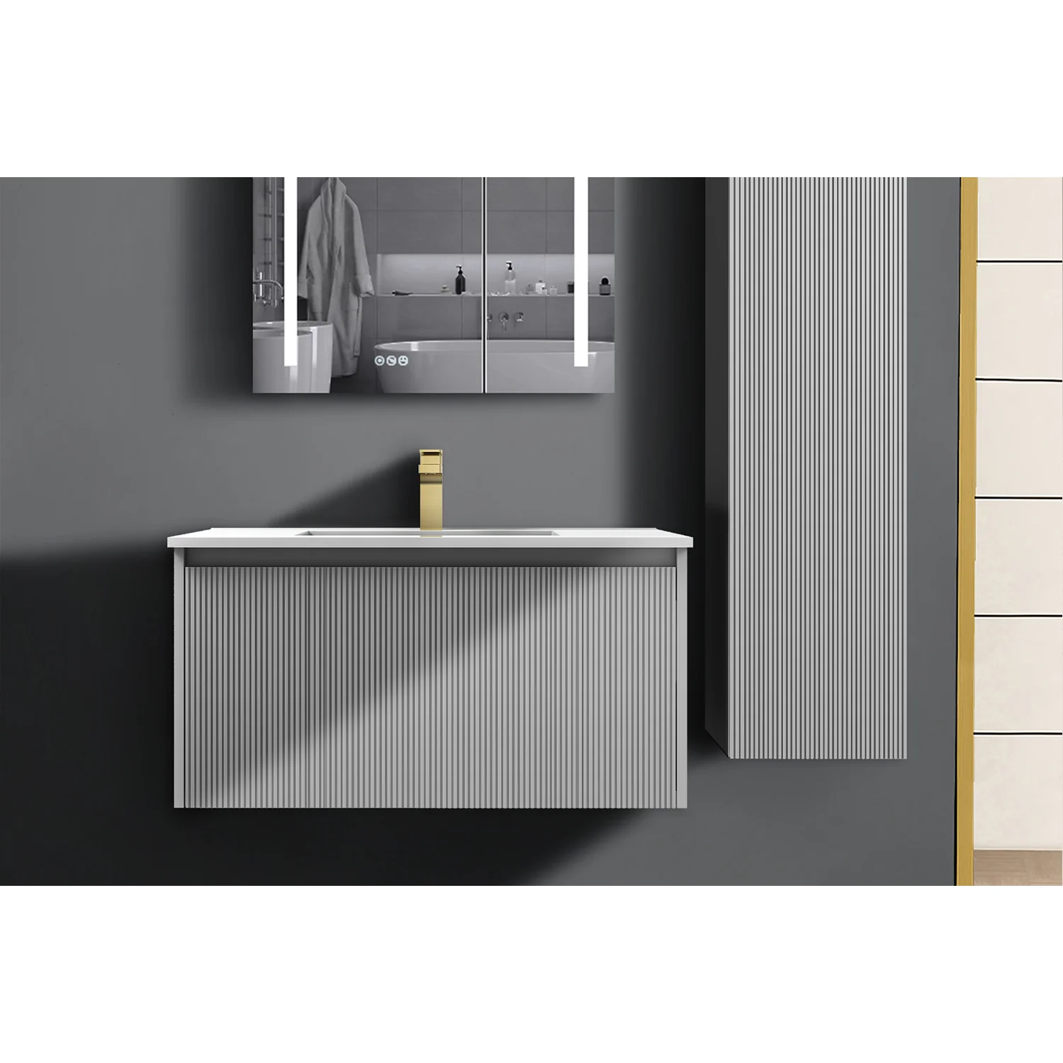 Chiara Floating Vanity - Fluted (20"-72")