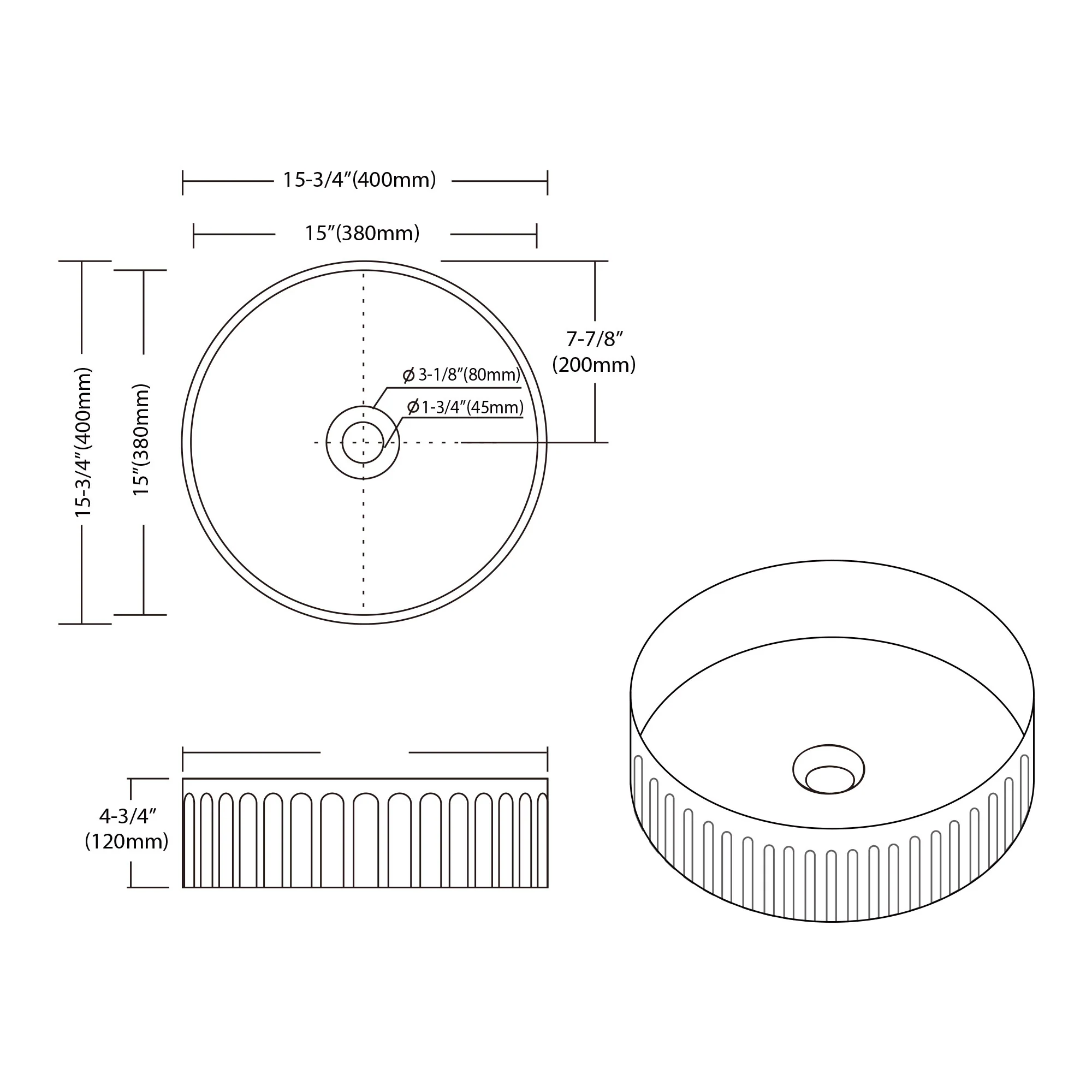 Bellezza Floating Vanity - Fluted (24"-60") 174 Bellezza Floating Vanity - Fluted (24"-60")