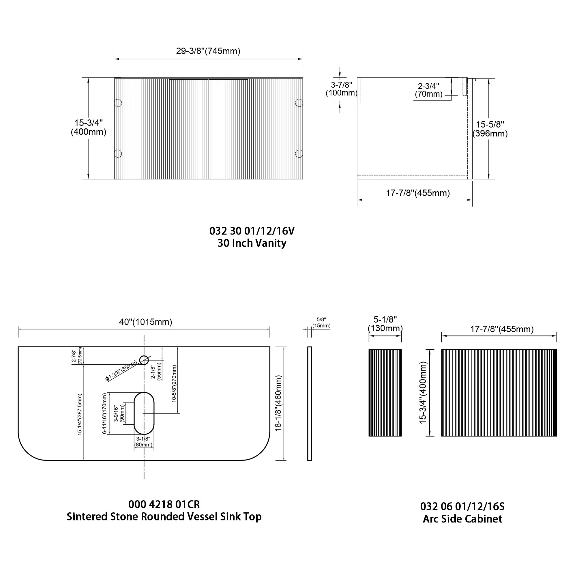 Bellezza Floating Vanity - Fluted (24"-60") 186 Bellezza Floating Vanity - Fluted (24"-60")