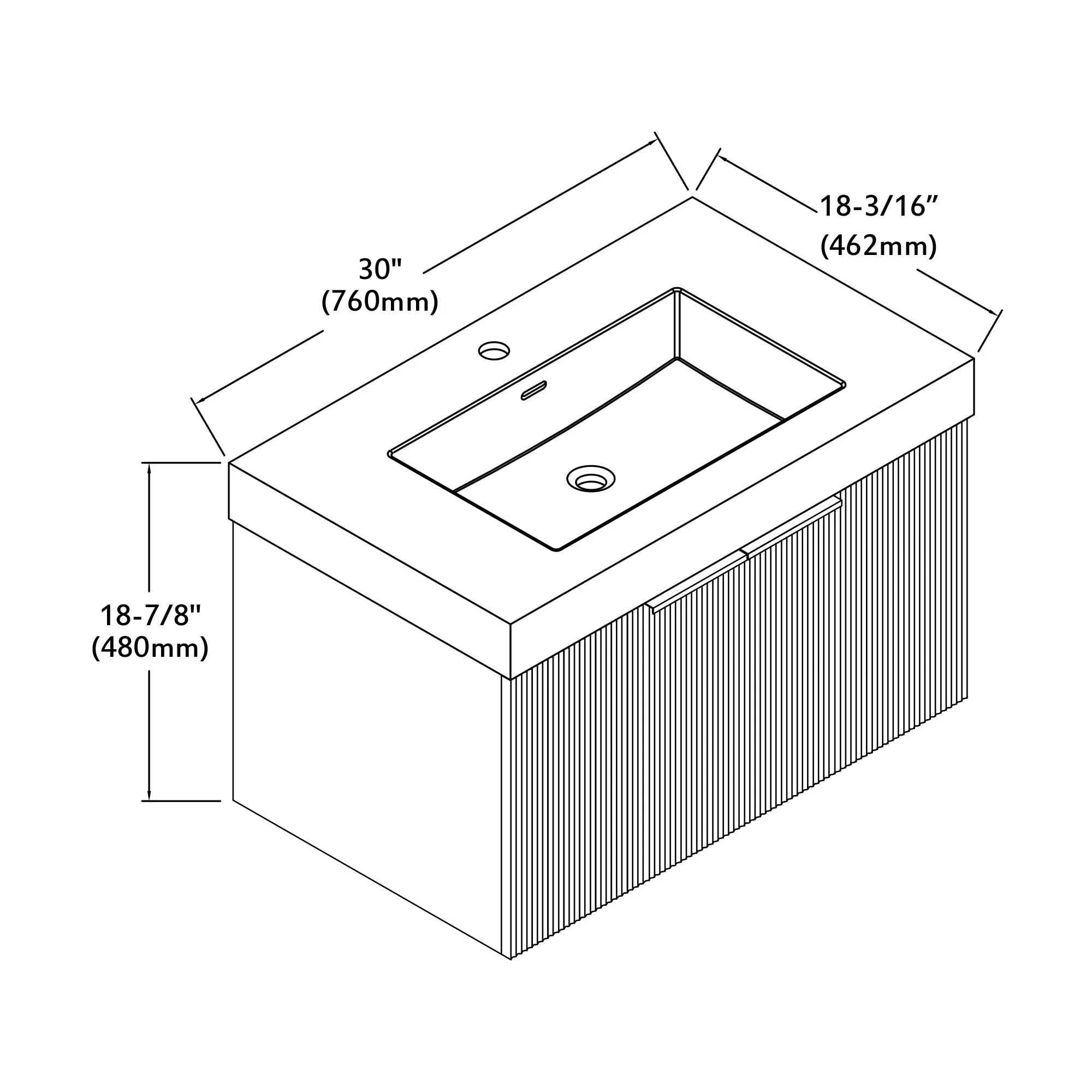 Bellezza Floating Vanity - Fluted (24"-60") 41 Bellezza Floating Vanity - Fluted (24"-60")