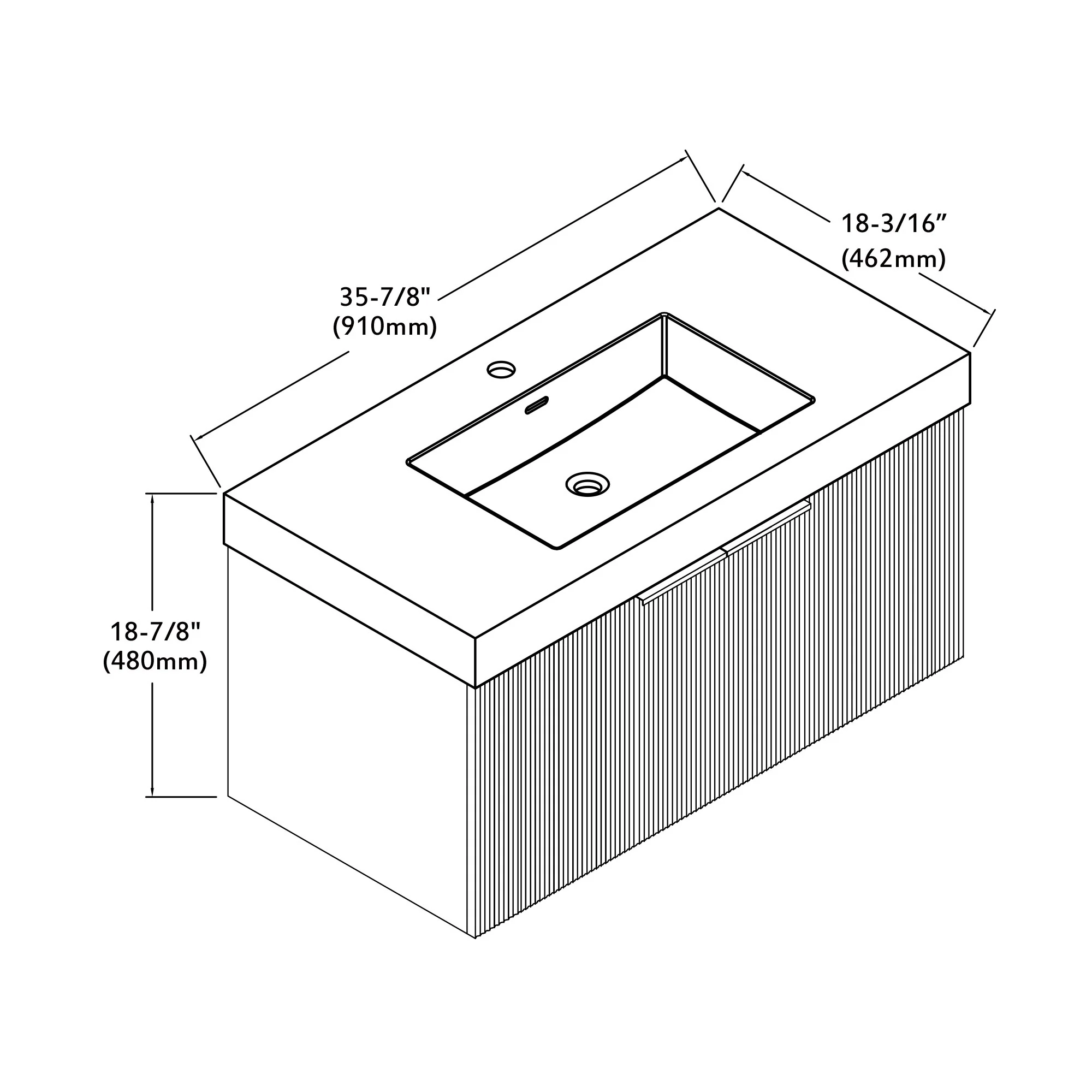 Bellezza Floating Vanity - Fluted (24"-60") 71 Bellezza Floating Vanity - Fluted (24"-60")